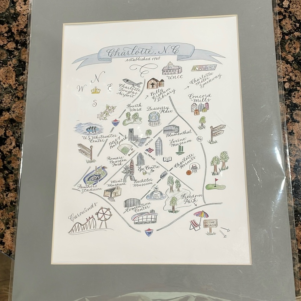 Charlotte N.C. calligraphy print